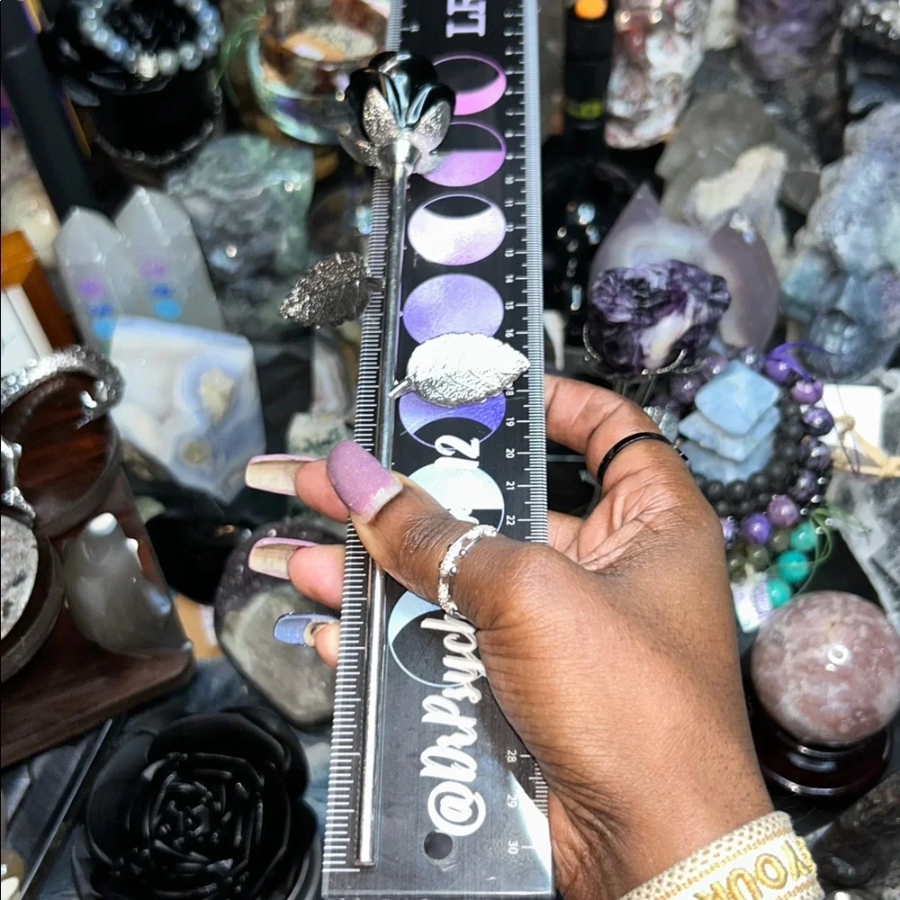 Fluorite root Rose Carvings w/Silver Stainless stem - Price for 1 🌹🌹 - Picture 9 of 11